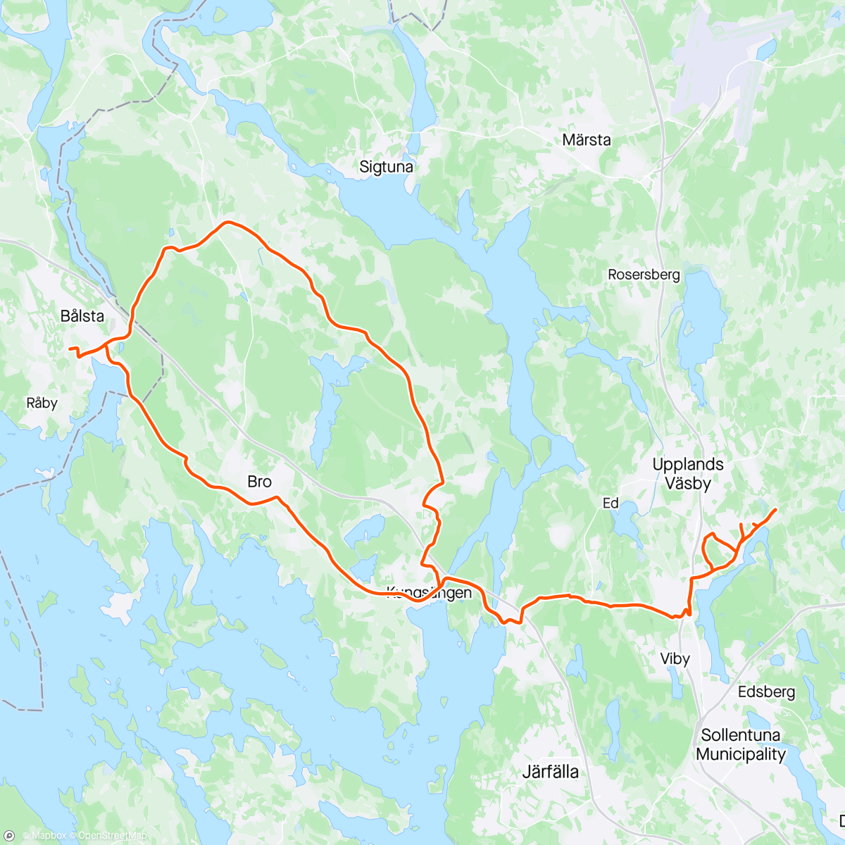 Map of the activity, Mot Bålsta och Åberg👌💥