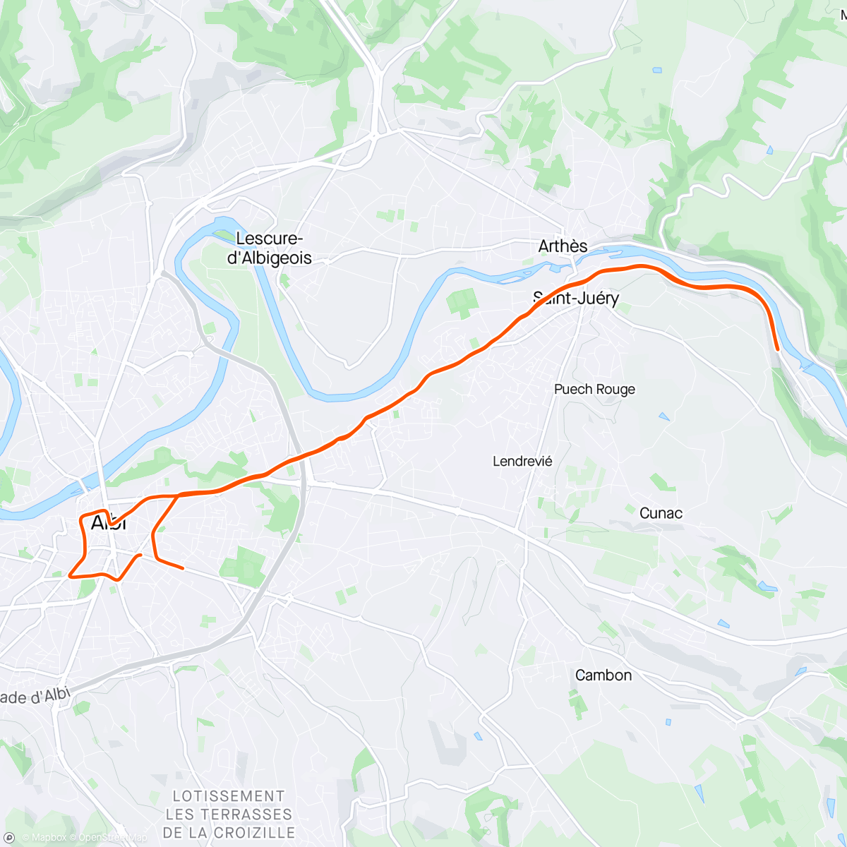 Map of the activity, Half marathon Albi