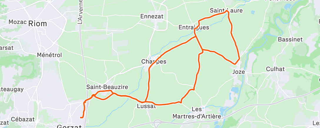 Map of the activity, Sortie vélo dans l'après-midi