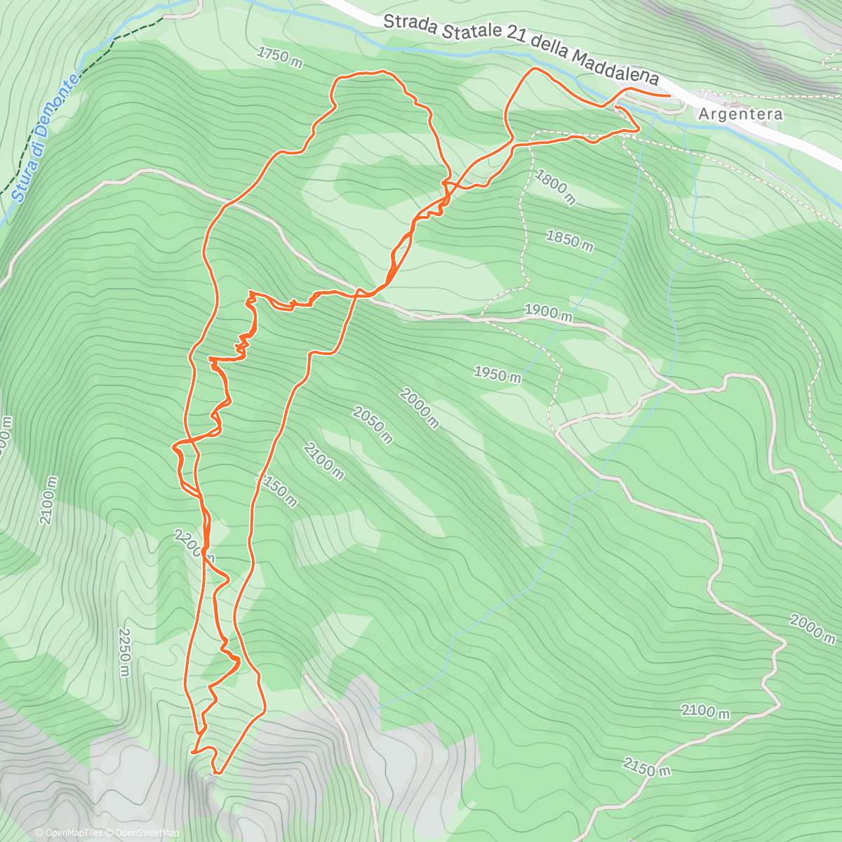 Map of the activity, Sessione di sci fuoripista mattutina