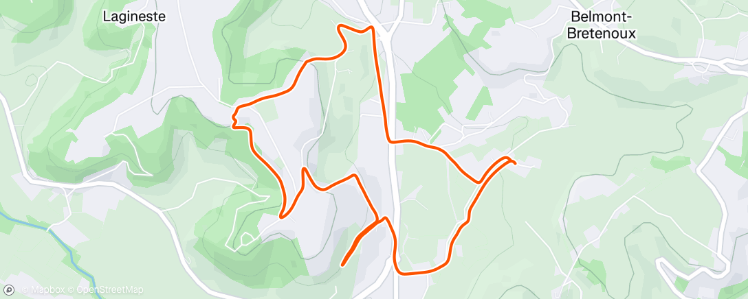 Map of the activity, Course à pied dans l'après-midi