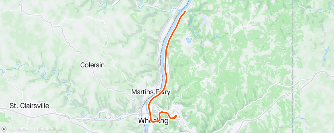 Map of the activity, windy up the river