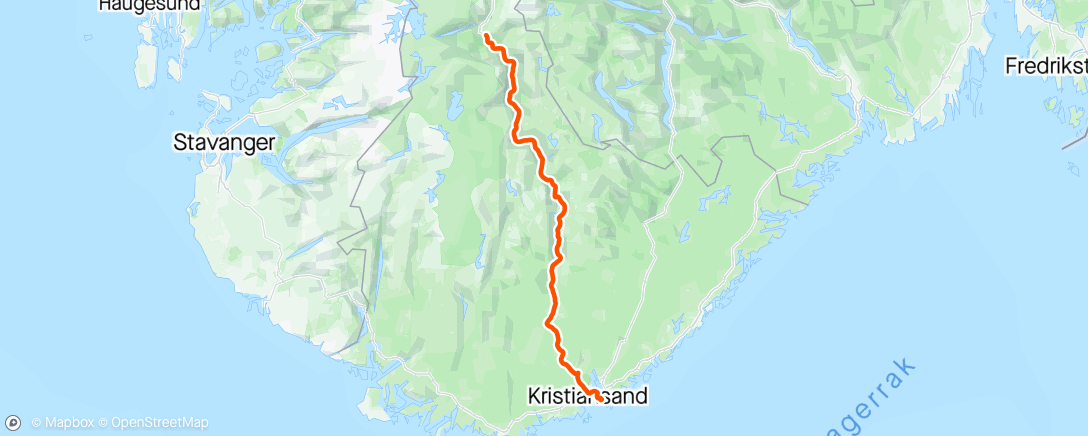 Mappa dell'attività Krs-Hovden(klokketrøbbel på slutten, og buss det siste stykket inn.