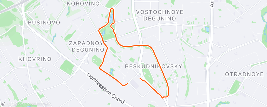 Map of the activity, Evening Run