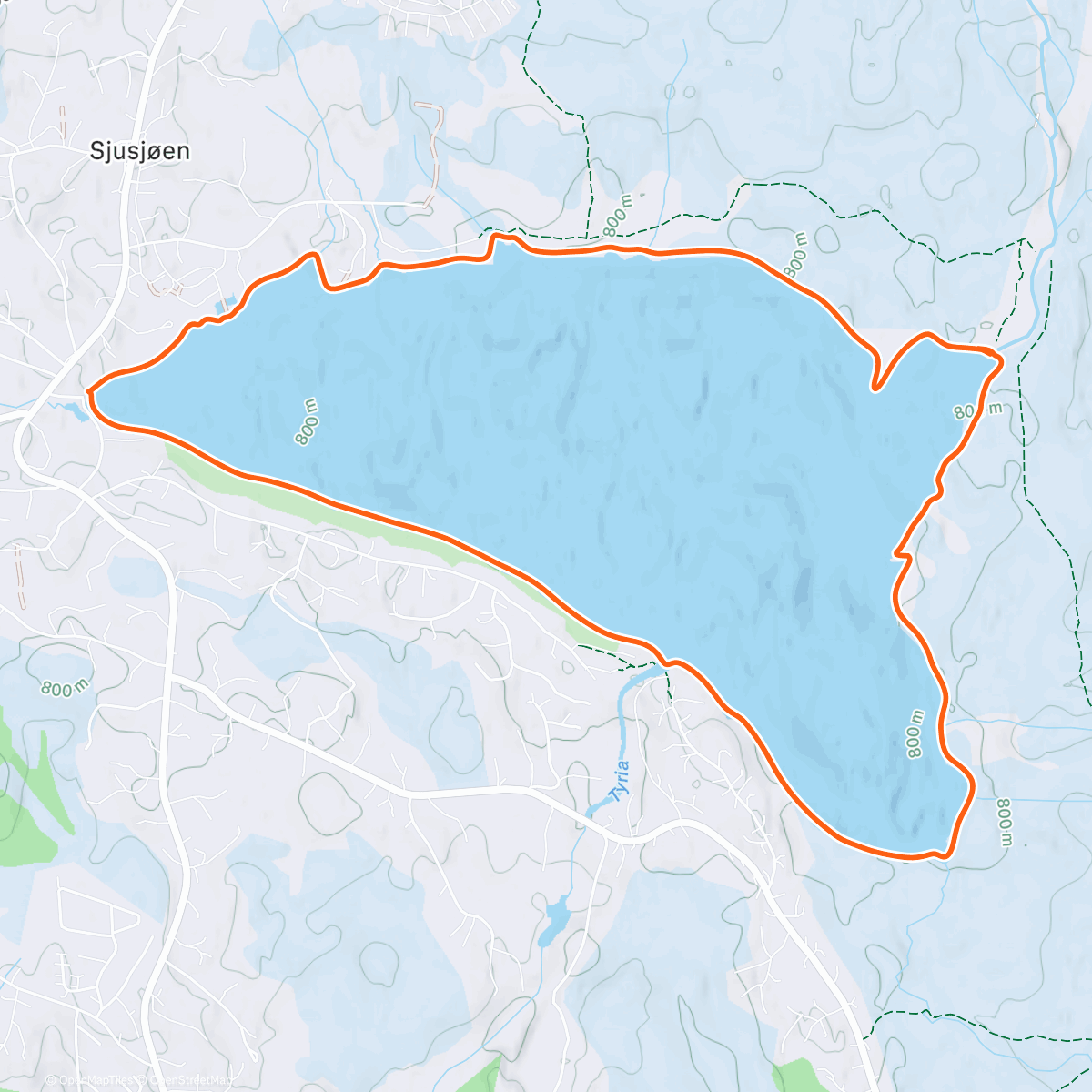 Map of the activity, Hvor langt er det egentlig Sjusjøvannet rundt?