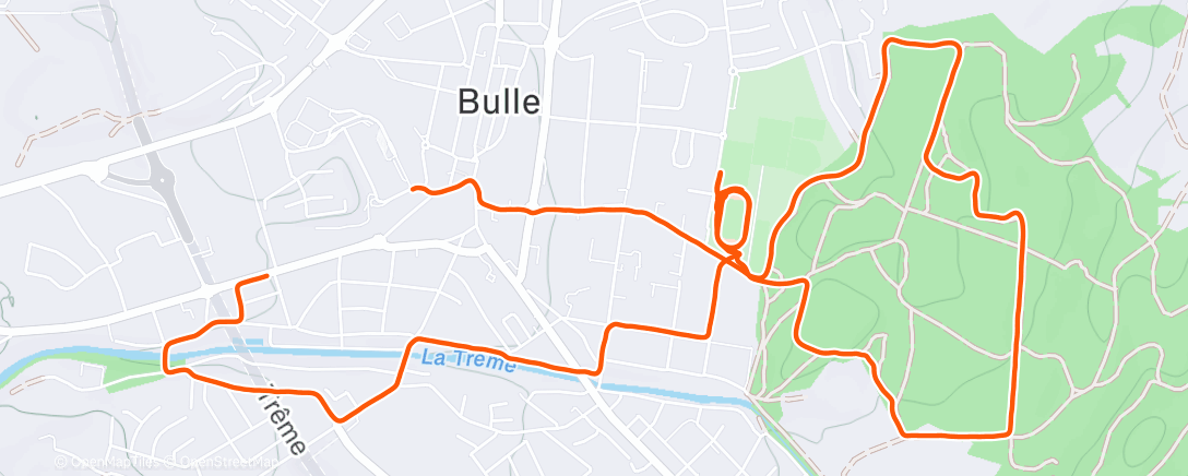 Map of the activity, Afternoon Run