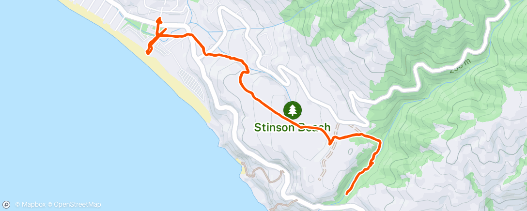 Map of the activity, Steep Ravine to Stinson