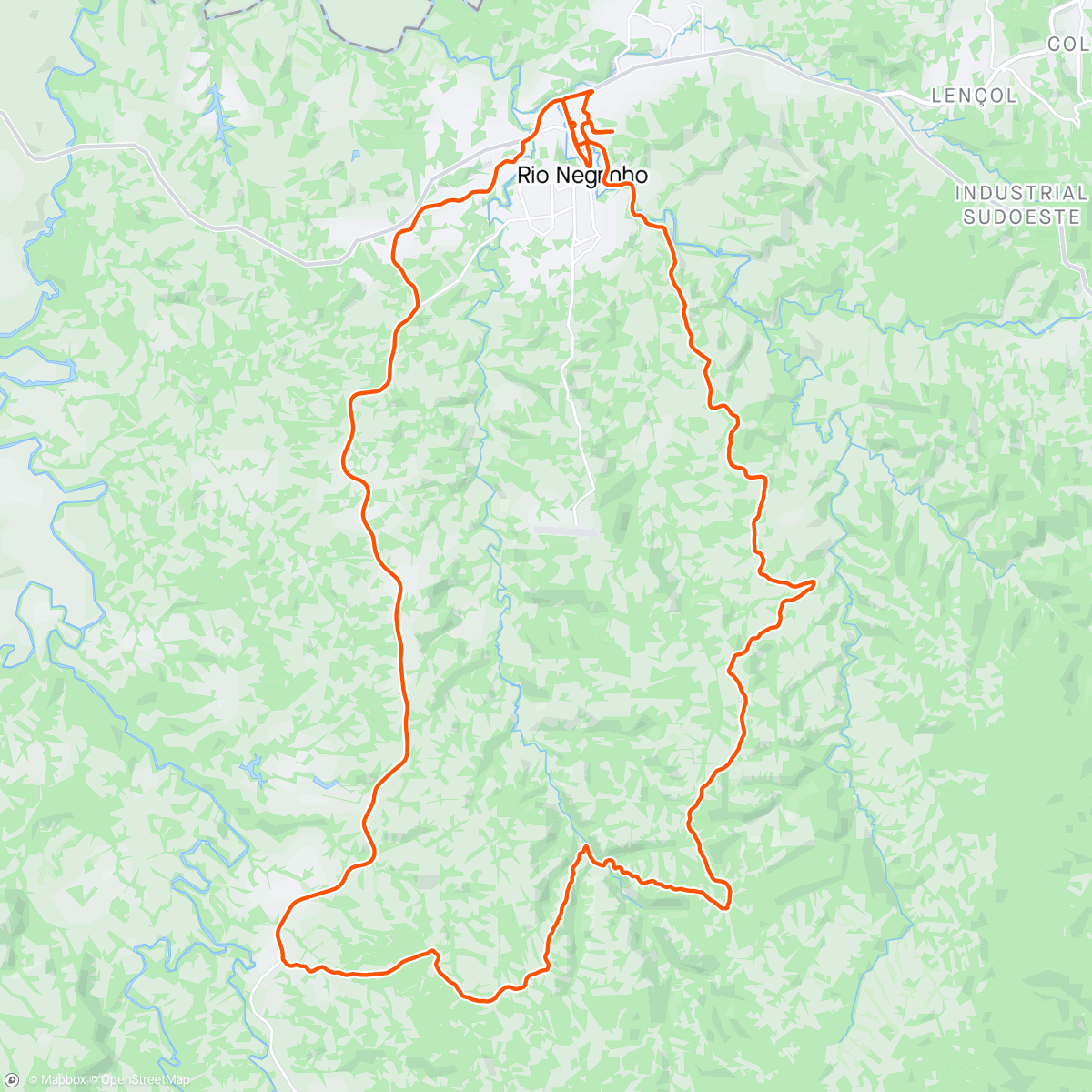 Mapa da atividade, Pedalada de mountain bike vespertina