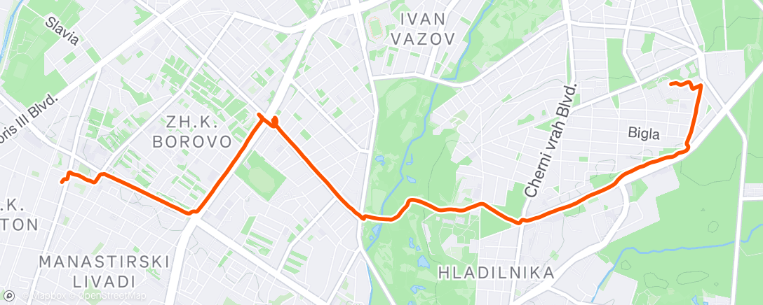 Map of the activity, Evening Ride