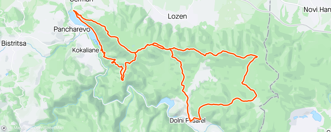 アクティビティ「garmin pancharevo trail marathon」の地図
