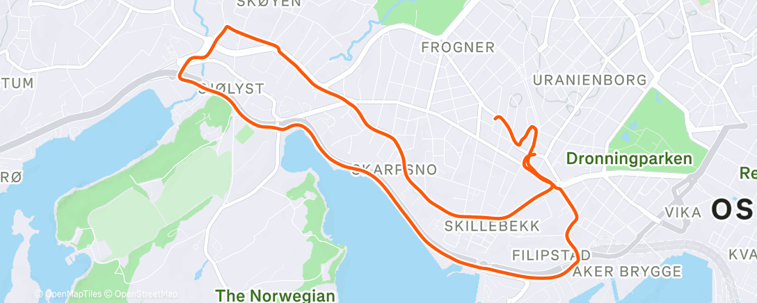 Map of the activity, Evening Run