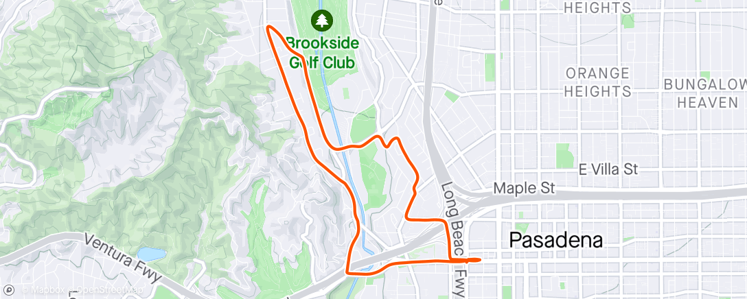 Map of the activity, Evening Run - Lululemon Pasadena