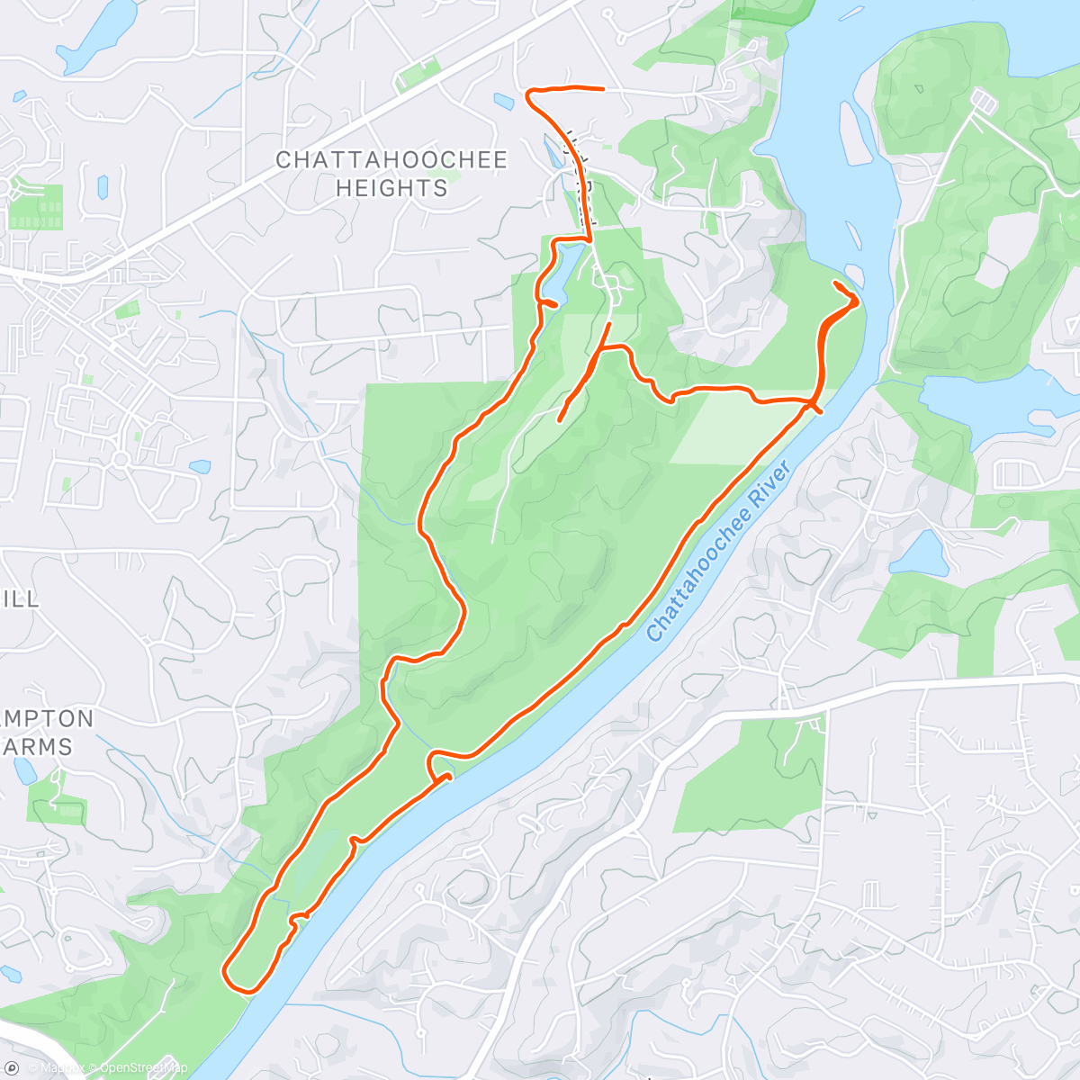 Map of the activity, Hyde farm park and Johnson Ferry North