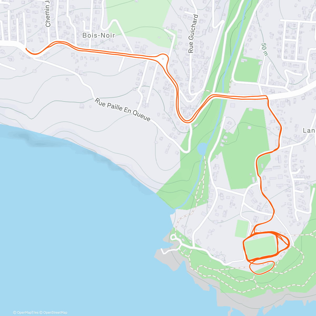 Map of the activity, Ouverture du capot pour digérer les festivités de Noël🫀🎅🇷🇪🫀 10*(250m VMA6 /250m recup)