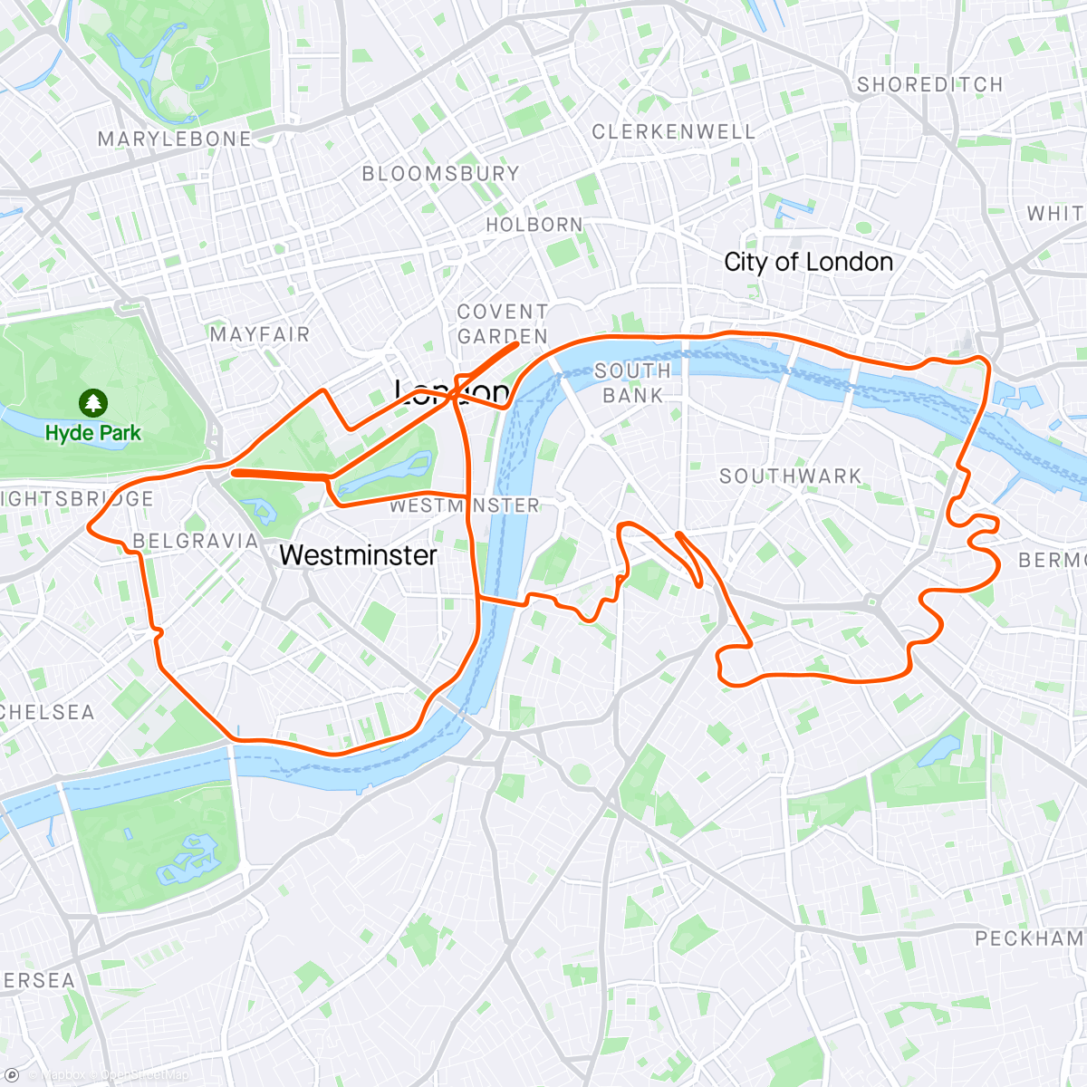 Карта физической активности (Zwift - The London Pretzel in London)