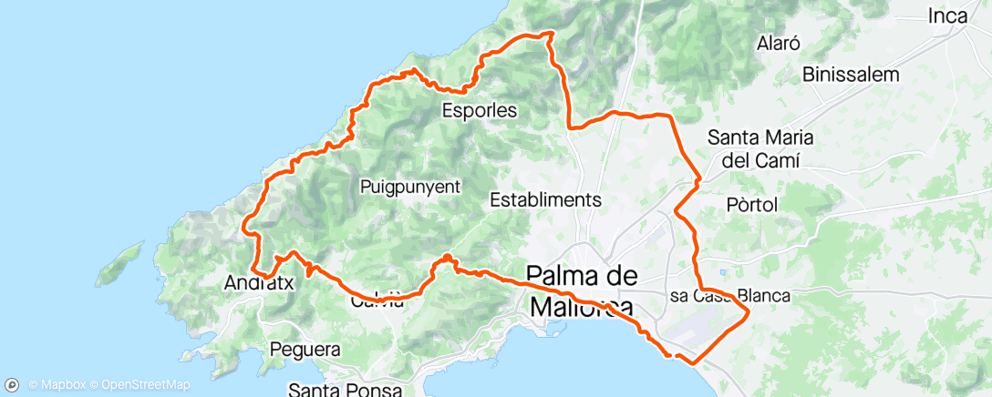 Map of the activity, Mallorca dag 8 - endelig noen høydemeter Nydelig tur - vestkysten er vakker🌞