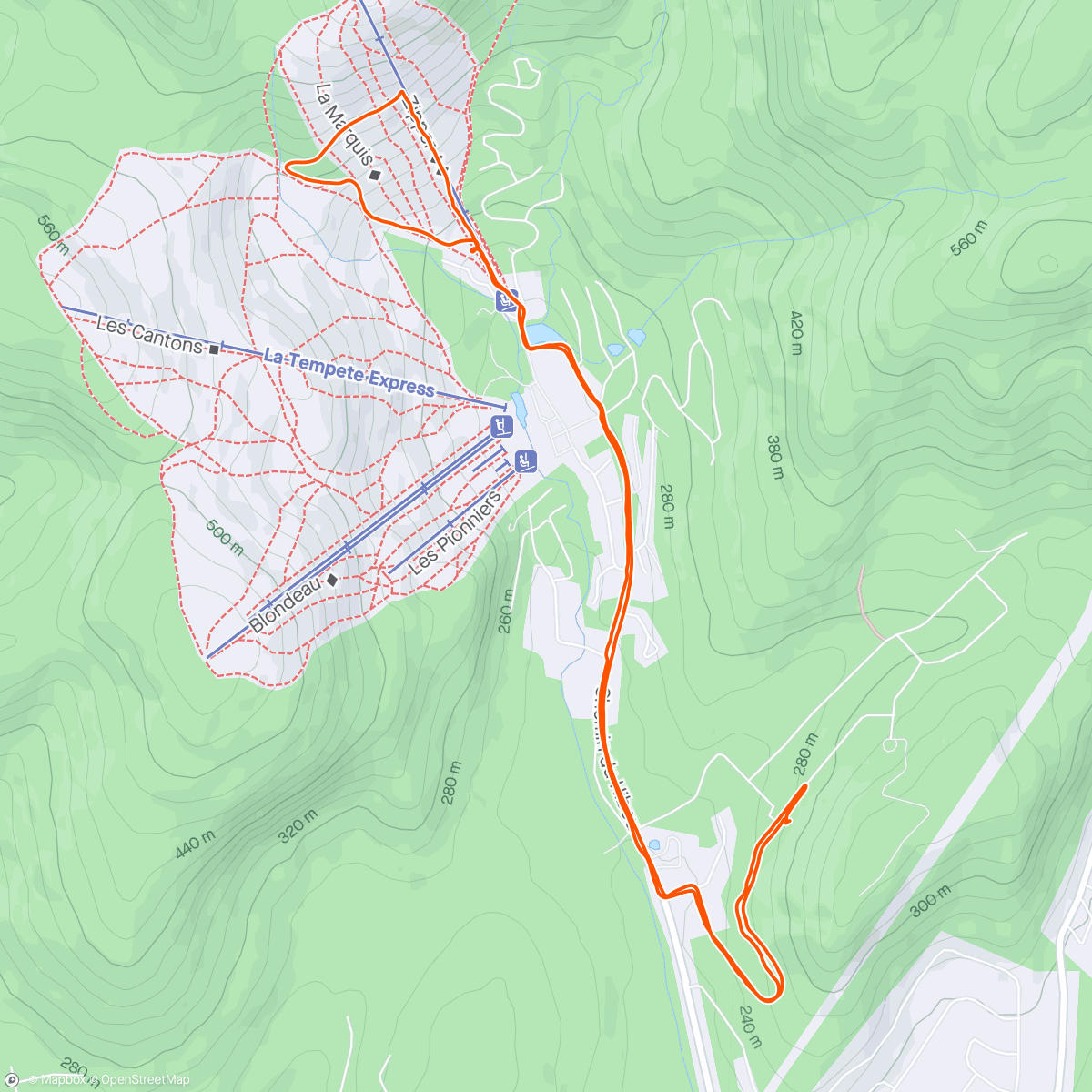 Map of the activity, Trail - EF (50')
