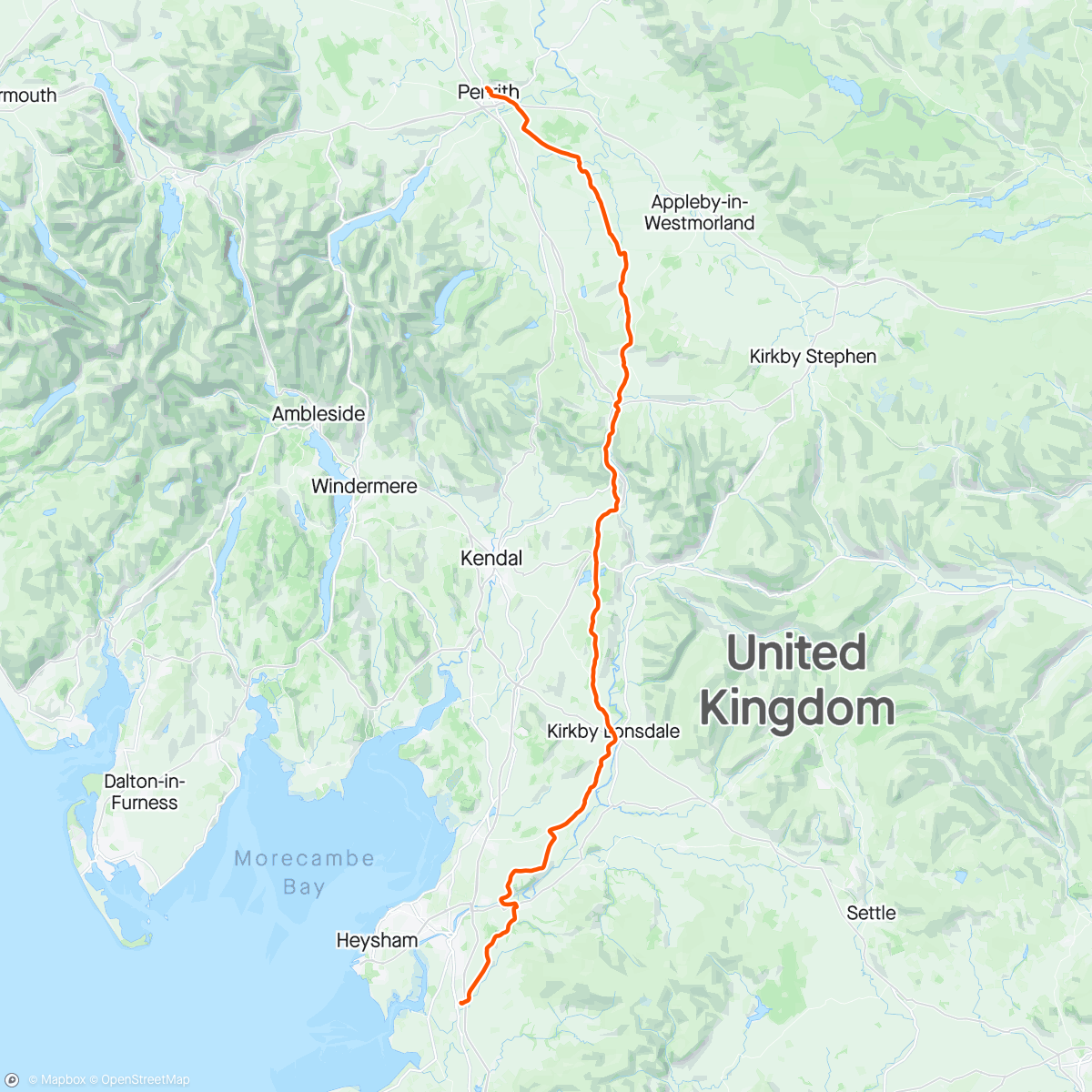 Map of the activity, LEJOG day 8: busy day at the office
