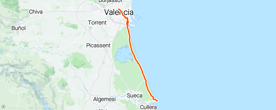 Map of the activity, Cullera y vuelta