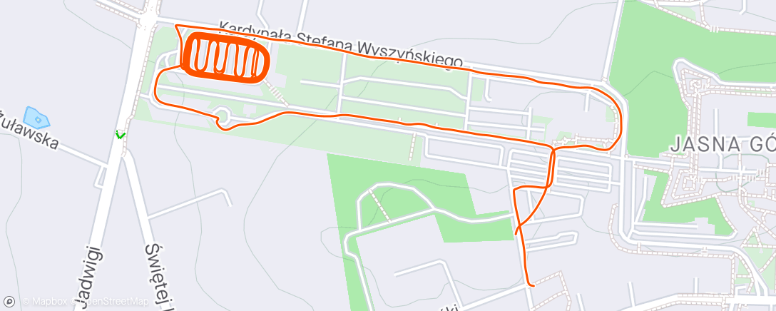Map of the activity, tete biegał