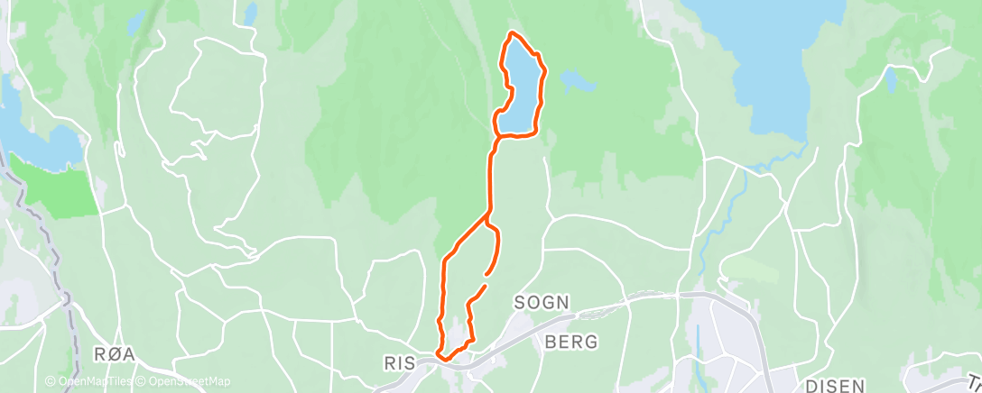 Map of the activity, Afternoon Run