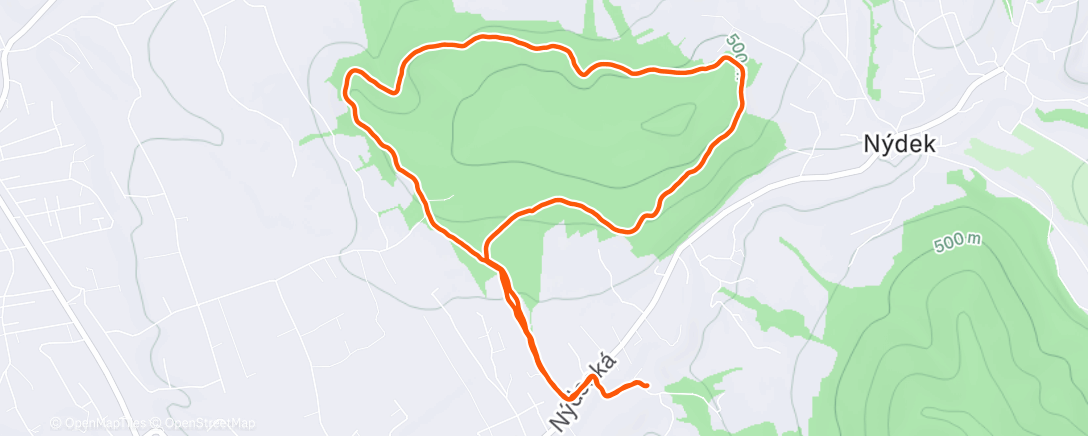 Map of the activity, Afternoon Run