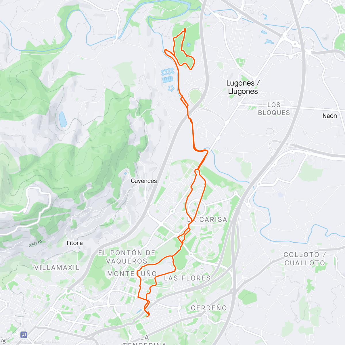 Map of the activity, Hasta La Acebera (Lugones) y vuelta