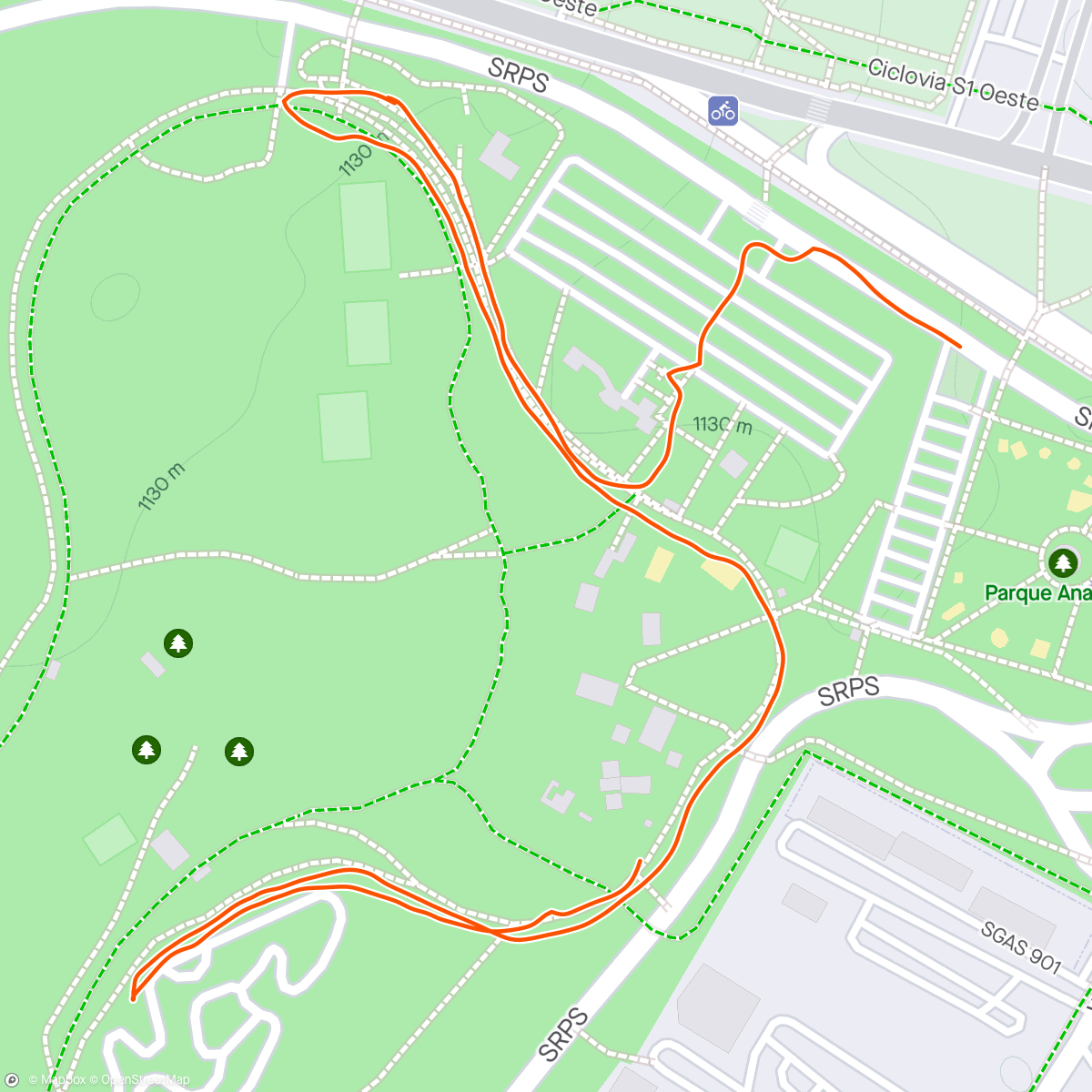 Mapa da atividade, Corrida Parque da cidade