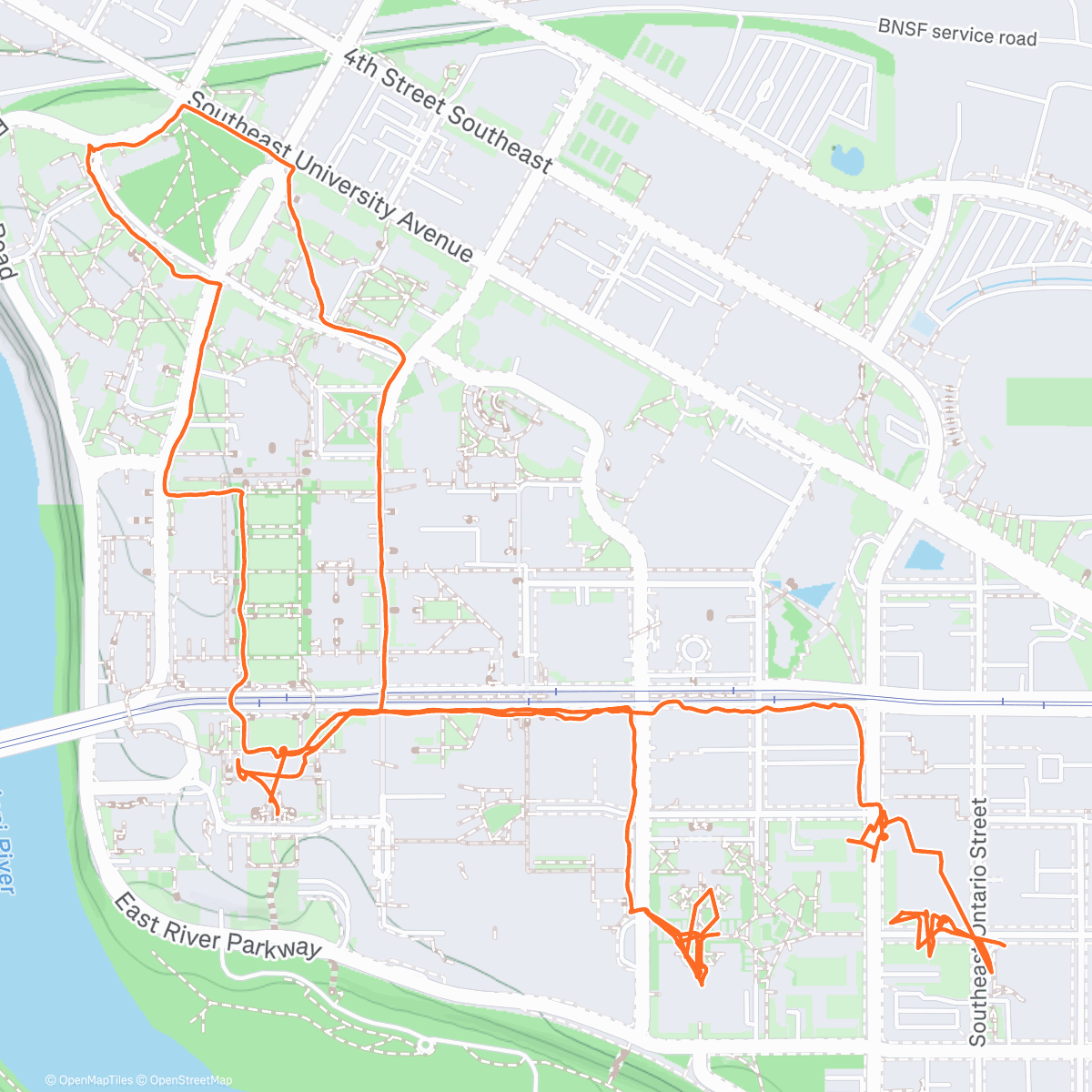 Map of the activity, U of M Campus stroll