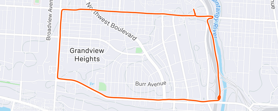 Map of the activity, Evening Run