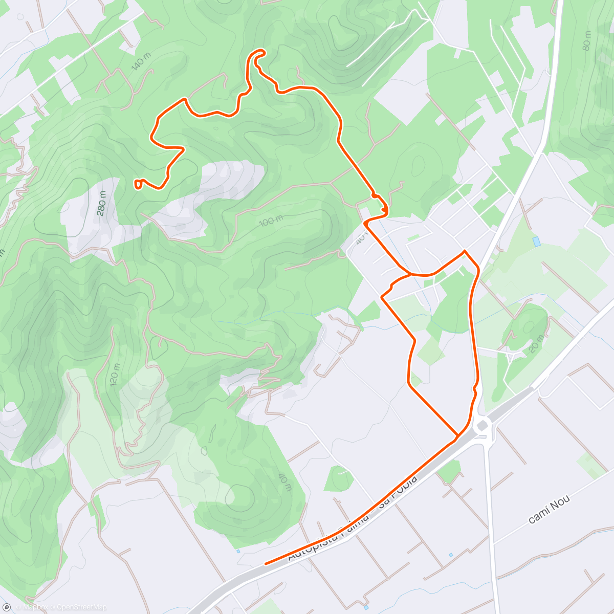 Map of the activity, Uphill + flat