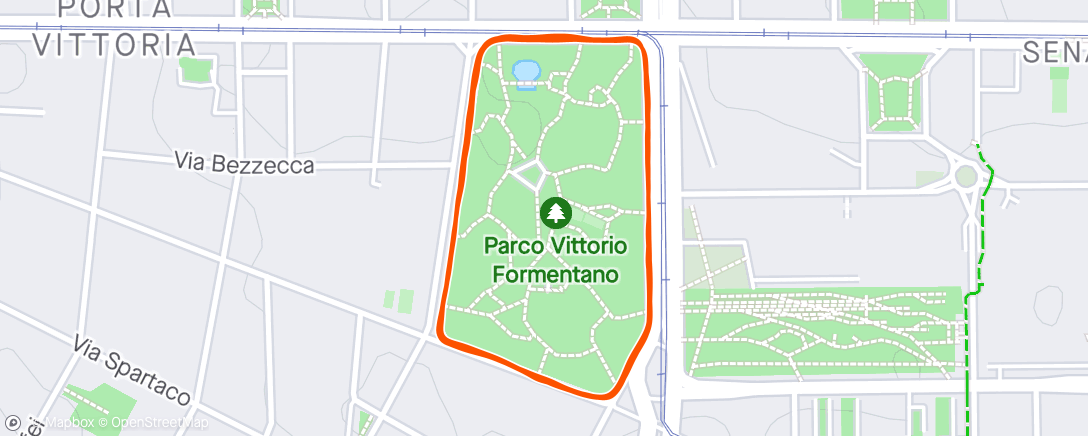 Map of the activity, 10 km di corsa (giro del criceto)