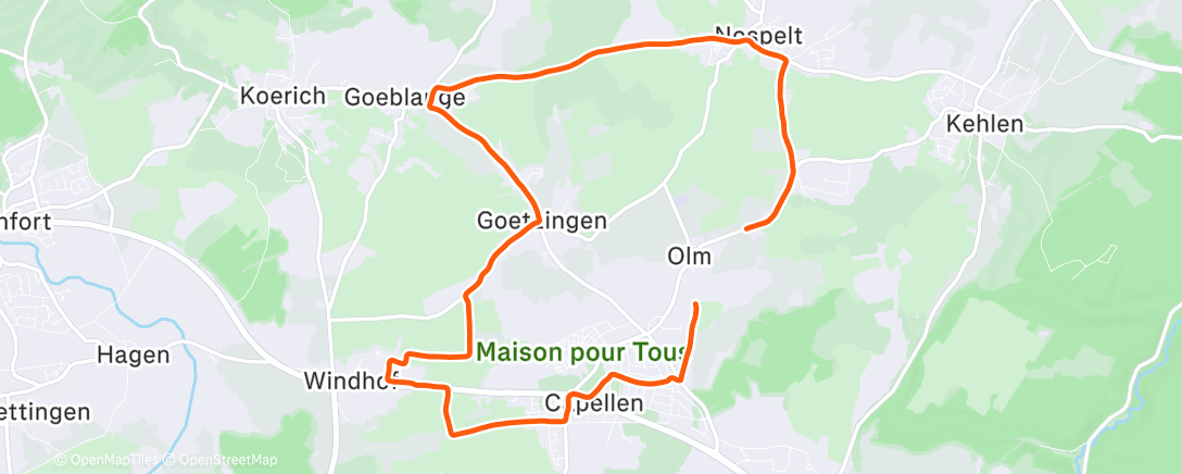 Map of the activity, Running