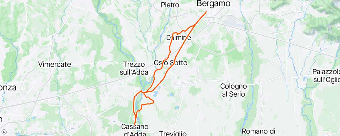 アクティビティ「BergamoGRaVel:  Gravel Grind in the Cool, Cloudy ☁️ 14°C 💨 50.5km Ride 🚴 1:5」の地図