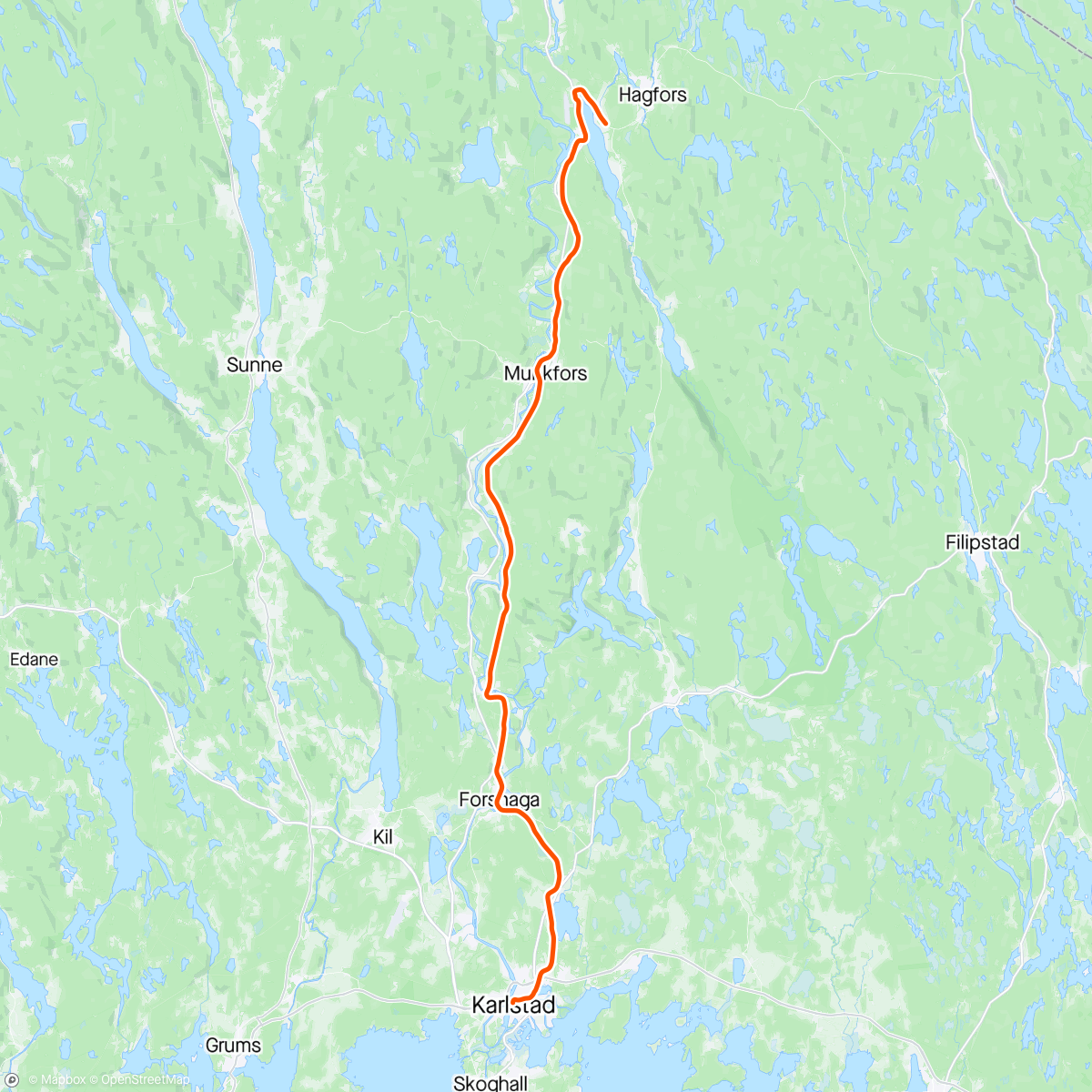 Map of the activity, Klaraelvsloppet Bingsfoss på tur ☀️