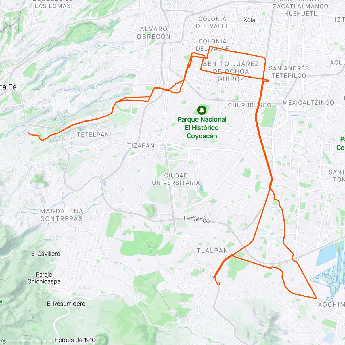 Map of the activity, Tlalpan/Axomiatla