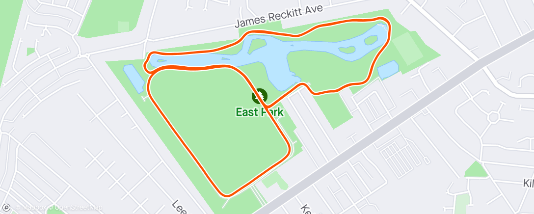 Mapa de la actividad, EHH race 3 Hull East Park 4 mile