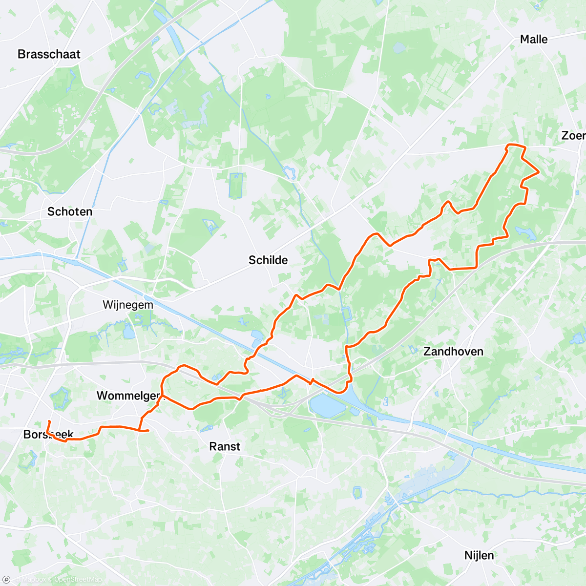 Map of the activity, Evening Ride