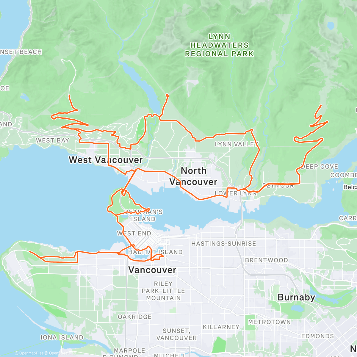 Map of the activity, Gruppetto social (via Seymour, Grouse, and Cypress 🏔️)