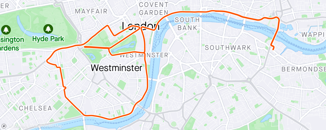 Map of the activity, Zwift - 48' @ SS 6X8' P5 in London