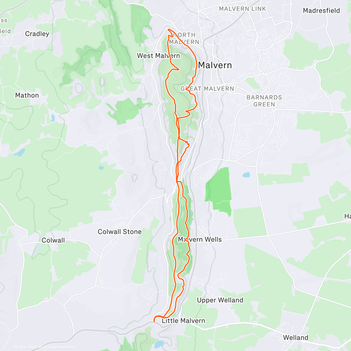 Карта физической активности (Malvern Hills Whippets Run)