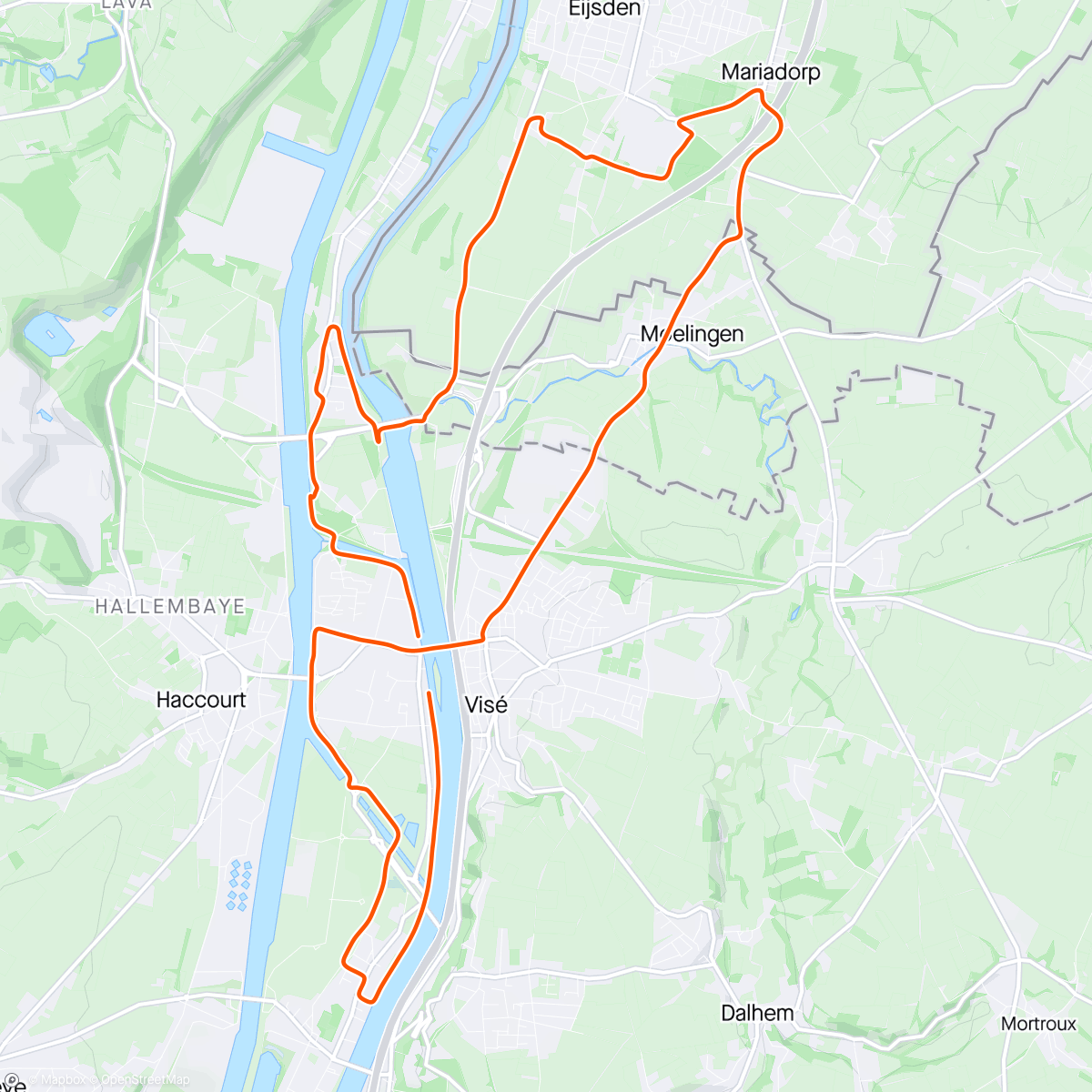 Map of the activity, Visé halve marathon