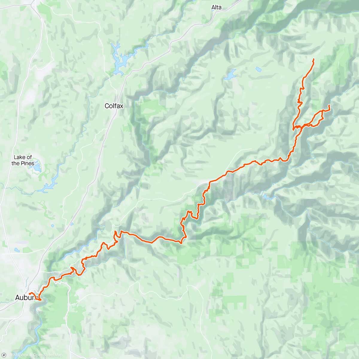 Map of the activity, Canyons 100k, bonk and rally