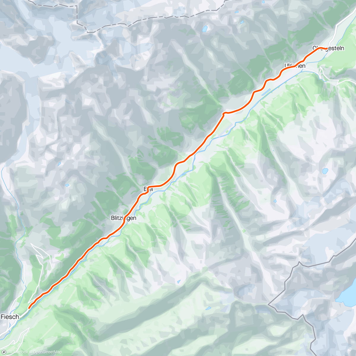 Map of the activity, ROUVY - Obergesteln to Fiesch | Switzerland
