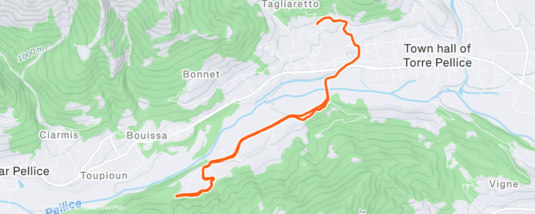 Map of the activity, Corsa dell'ora di pranzo