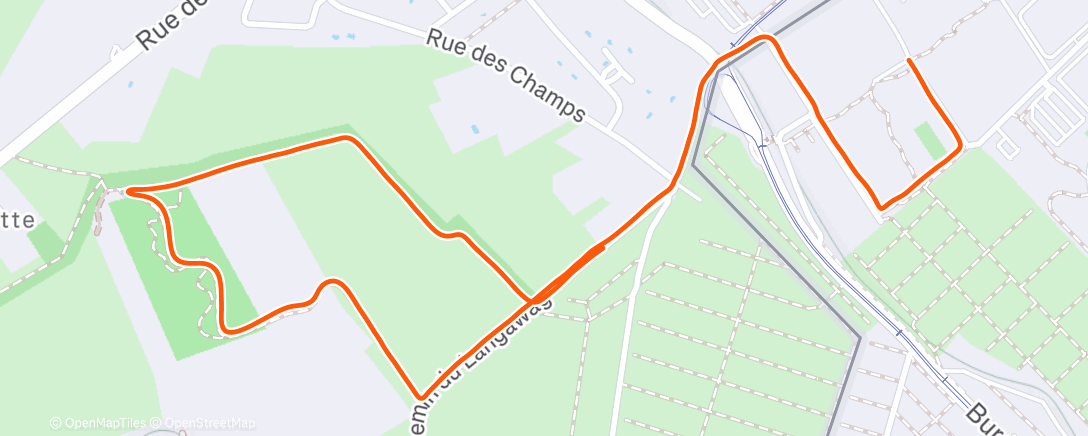 Map of the activity, Afternoon Run