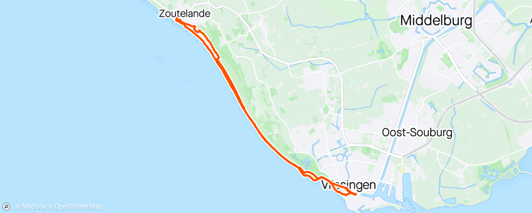 Map of the activity, Vlissingen -> Zoutelande -> Vlissingen