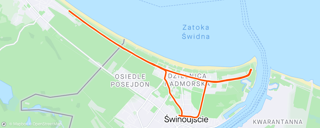 Map of the activity, 3km+rozgrz.+8km 4'05''+powrót