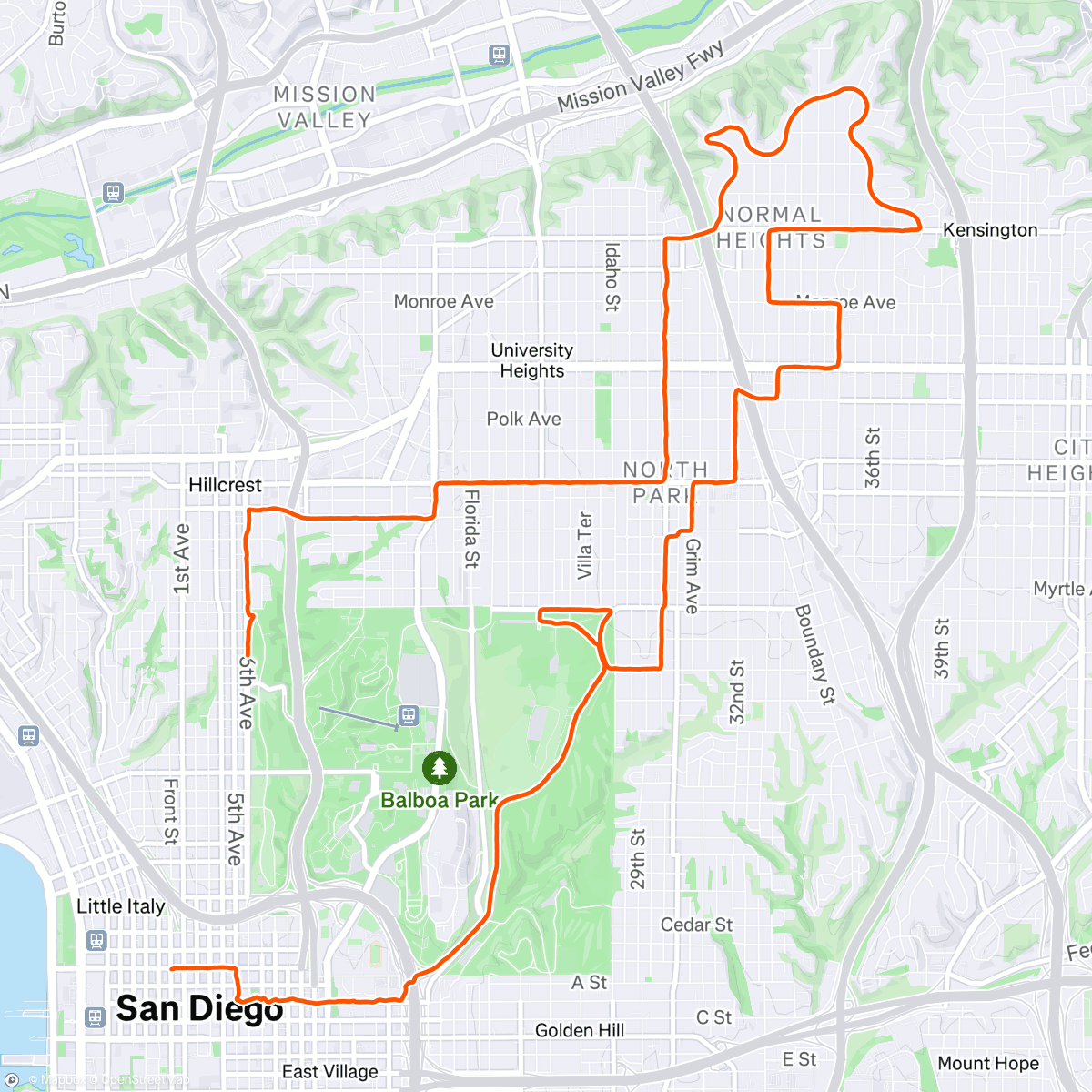 Map of the activity, San Diego 1/2 Marathon