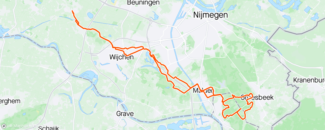 Map of the activity, Blauwe route Groesbeek met de Kettingspanners.